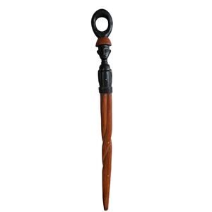 African Walking Stick Hand-Carved Bust, 37.5" Tall